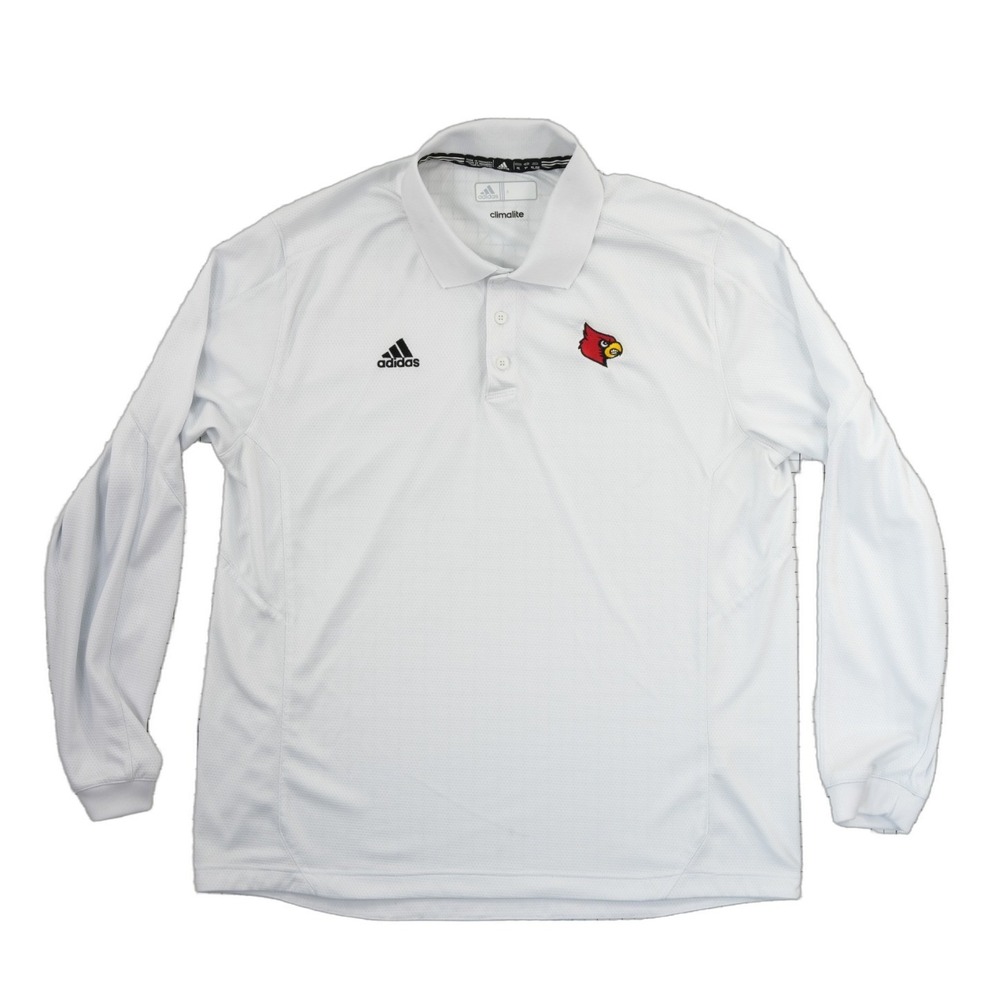 Adidas Men's Size XL Louisville Cardinals White Climalite Long Sleeve Shirt Top